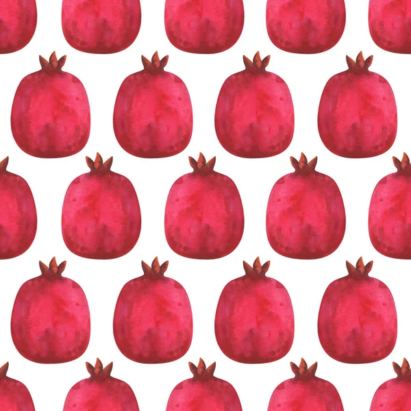 Padrão Sem Emenda Frutas Romã Bagas Exóticas Vermelhas Empilhadas Fileiras — Fotografia de Stock