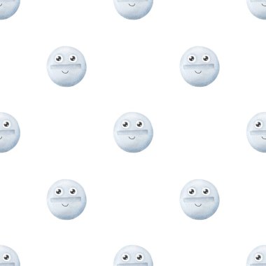 Beyaz tabletlerle kusursuz desen. Komik tıbbi karakterler. Çizgi film haplarıyla dolu bir geçmiş. Kumaş, ambalaj ve tasarım için ilaç baskısı. Hisse senedi. Tuhaf ilaçlar.