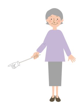 Büyükannemin parmak ucu çubuğunun dibini gösteren sistemik vektör çizimi.