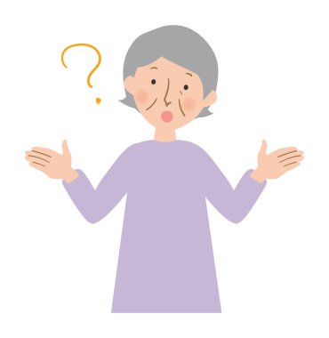 Grandma of vector illustrations wonder with open arms -Oriental grandma with gray hair