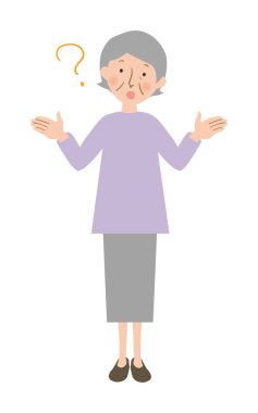 Sistemik vektör çizimlerinin büyükannesi, kolları açık merak ediyor.