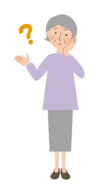 Büyükannemin merak ettiği sistemik vektör çizimi elinizi yanağa koyun.