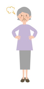 Büyükannemin kızgın yüz ifadesinin sistemik vektör çizimi.