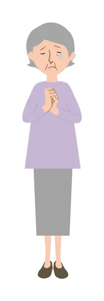 Systémová Vektorová Ilustrace Babiččiných Slz Orientální Babička Šedivými Vlasy — Stockový vektor