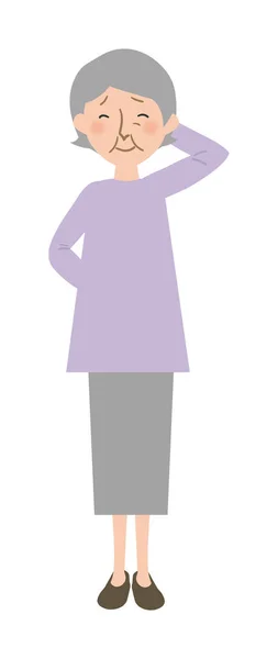 Системная Векторная Иллюстрация Бабушки Теревараи Проблемном Лице Восточная Бабушка Седыми — стоковый вектор