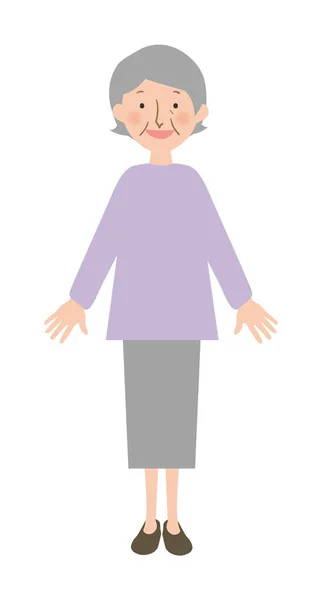 Mormor Systemisk Vektor Illustration Leende Orientalisk Mormor Med Grått Hår — Stock vektor