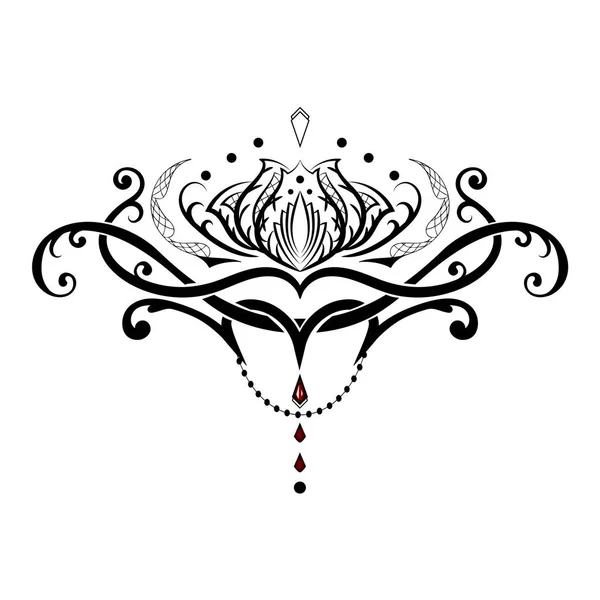 Beau Tatouage Une Illustration Vectorielle Style Lotus Flower Tribal — Image vectorielle