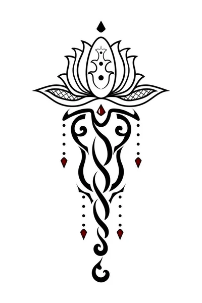 Piękny Tatuaż Lotus Flower Tribal Style Vector Ilustracja Wektory Stockowe bez tantiem