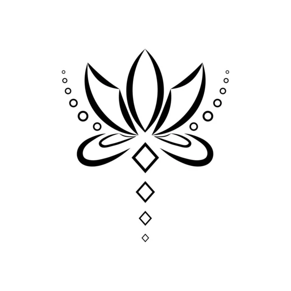 Piękny Tatuaż Lotus Flower Tribal Style Vector Ilustracja Ilustracje Stockowe bez tantiem