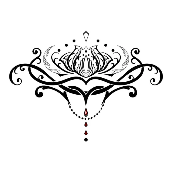 Piękny Tatuaż Lotus Flower Tribal Style Vector Ilustracja Wektor Stockowy