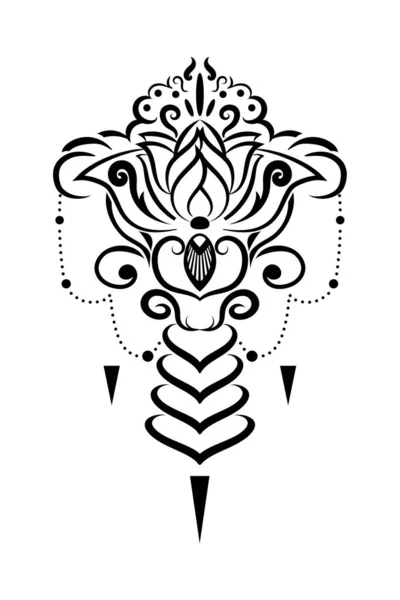 Piękny tatuaż Lotus flower.tribal style wektor Ilustracja Stockowa