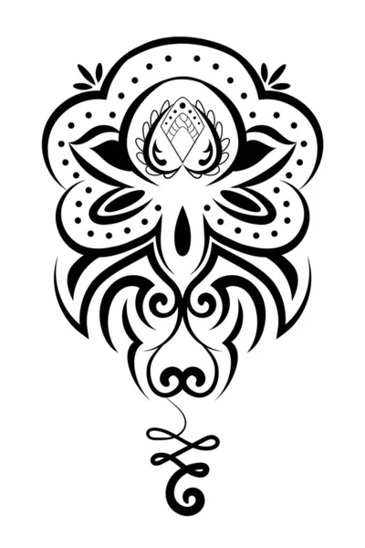 Piękny Tatuaż Lotus Flower Tribal Style Vector Ilustracja Grafika Wektorowa