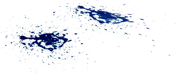 抽象的な青インクの汚れやスプラッシュ青水彩塗料や液体インクスプラッシュスプラッシュは クリッピングパスと白の背景に隔離された概念設計のための散乱透かしラインブラシの書道です — ストック写真