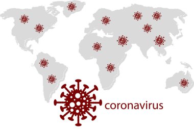 Koronavirüs veya virüs ikonası ile korunma kavramı, virüs, virüs, covid-19 ve wuhan virüsü için tehlike işareti uyarısı, önleme logosu ve karantinasıdır.