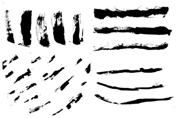 絵筆線のストローク バナーアートインク汚れの黒スプラッシュ汚れた液体とスプラッタ インクストロークのデザイン要素 ラフスミアと汚れの水彩 グランジー グランジブラックのスウォッチブラシ クリッピングパス — ストック写真