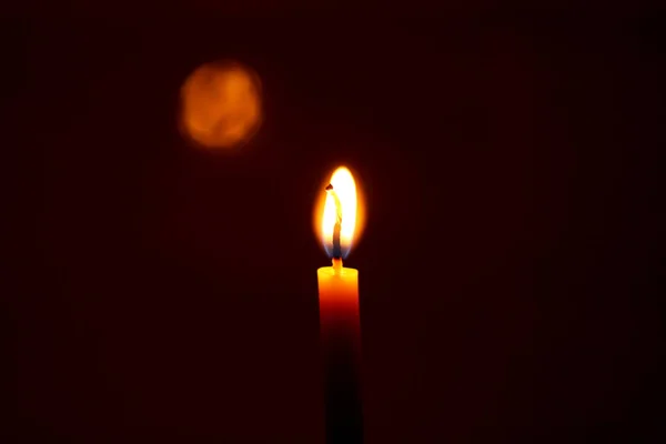 Candle Fire Light Glowing Candlelight Bright Night Used Halloween Mourning — Stock Photo, Image