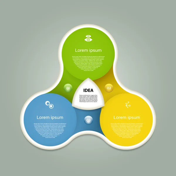 Infographie en cercle vectoriel. Modèle de diagramme, graphique, présentation et graphique. Concept d'entreprise avec trois options, pièces, étapes ou processus. Contexte abstrait. — Image vectorielle