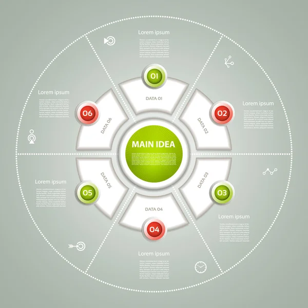 Infográfico do círculo vetorial. Modelo para diagrama, gráfico, apresentação e gráfico. Conceito de negócio com quatro opções, peças, passos ou processos. Contexto abstrato . —  Vetores de Stock