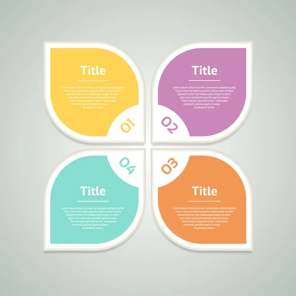 Modèle de conception d'infographie vectorielle. Concept d'entreprise avec 4 options, pièces, étapes ou processus. Peut être utilisé pour la mise en page de flux de travail, diagramme, options de nombre, conception Web. Visualisation des données . — Image vectorielle