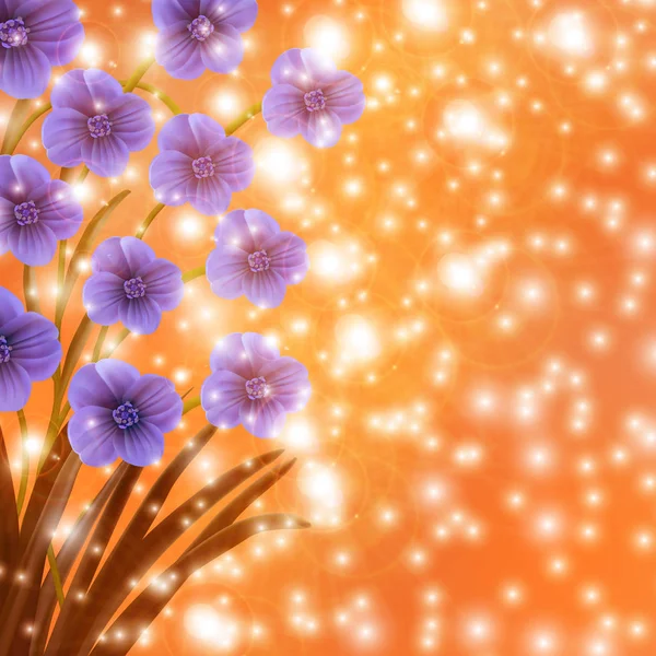 Çiçeklerle soyut renkli arkaplan — Stok Vektör