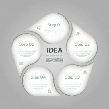 Vektör daire Infographic. Döngü diyagramı, grafik, sunum ve yuvarlak grafik şablonu. 5 seçenekleri, parçalar, adımları veya işlemler ile iş kavramı. Arka plan