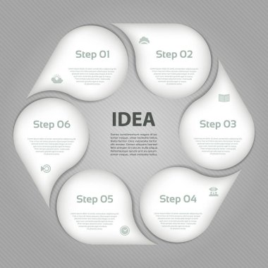 Vektör daire Infographic. Döngü diyagramı, grafik, sunum ve yuvarlak grafik şablonu. 6 seçenekleri, parçalar, adımları veya işlemler ile iş kavramı. Arka plan