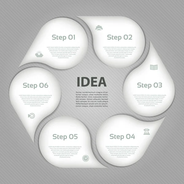 Infográfico do círculo vetorial. Modelo para diagrama de ciclo, gráfico, apresentação e gráfico redondo. Conceito de negócio com 6 opções, peças, passos ou processos. Contexto abstrato — Vetor de Stock