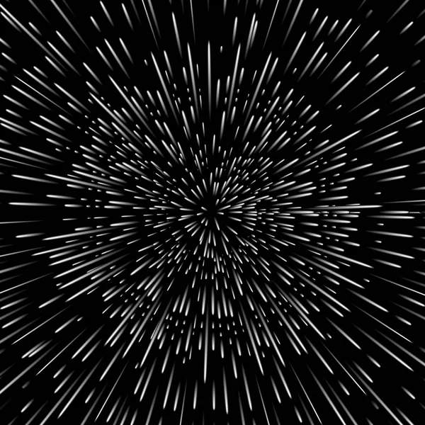 Fondo abstracto vectorial con Open Space Star Warp o Hyperspace Travel. Ilustración Big Bang . — Vector de stock