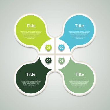 Vektör daire Infographic. Diyagramı, grafik, sunum ve grafik şablonu. İş kavramı dört seçenekleri, parçalar, adımlar veya işler. Arka plan.