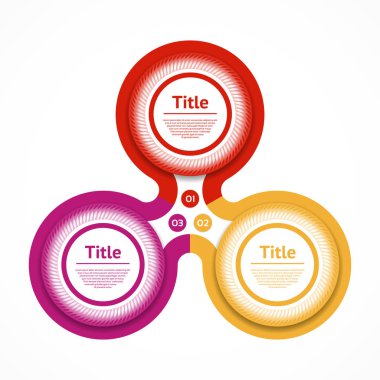 Vektör çemberi bilgisi. Şablon, grafik, sunum ve grafik. Üç seçeneği olan iş konsepti, parçalar, adımlar veya süreçler. Soyut arkaplan.