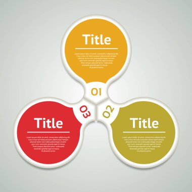 Vektör çemberi bilgisi. Şablon, grafik, sunum ve grafik. Üç seçeneği olan iş konsepti, parçalar, adımlar veya süreçler. Soyut arkaplan.