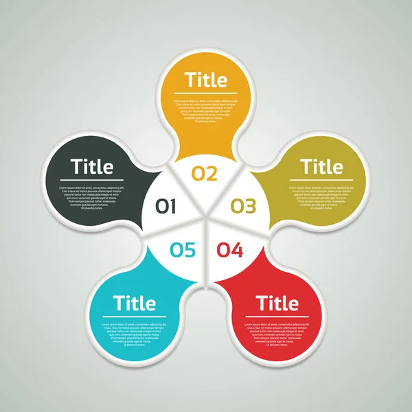 Infografía del círculo vectorial. Plantilla para diagrama, gráfico, presentación y gráfico. Concepto de negocio con cinco opciones, partes, pasos o procesos. Fondo abstracto. — Vector de stock