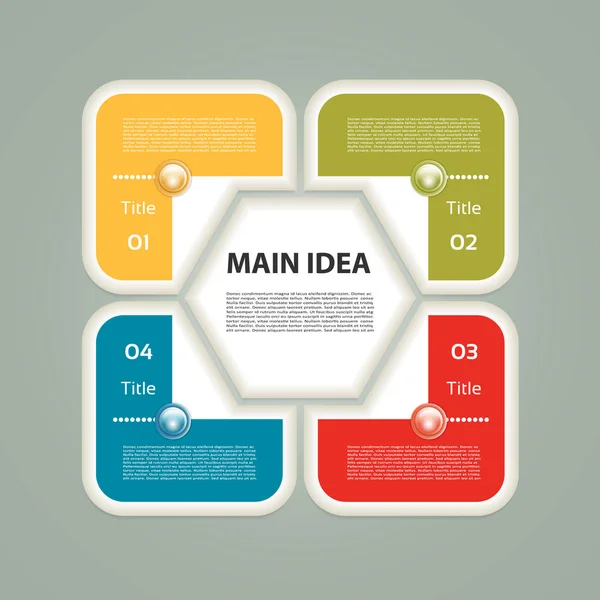 Infographic mall för företag. 4 steg cykling diagram. — Stock vektor