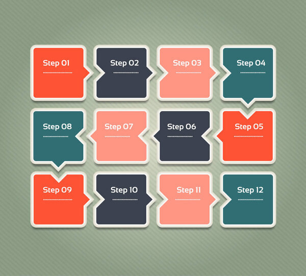 Vector progress background. Template for diagram, graph, presentation and chart. Business concept with 12 options, parts, steps or processes.