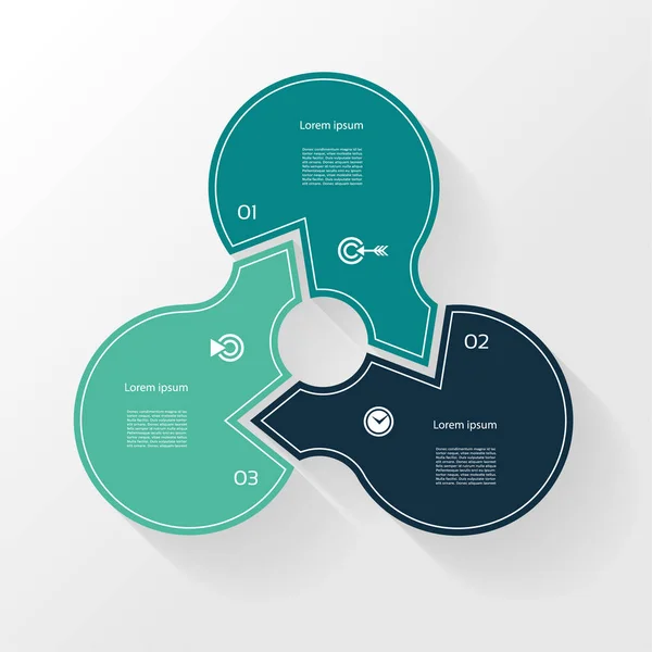 Modèle d'infographie pour les entreprises. Diagramme cycliste en 3 étapes . — Image vectorielle