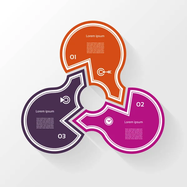 Modelo Infográfico para Negócios. Diagrama de ciclismo de 3 etapas . — Vetor de Stock