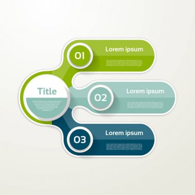 Üç unsur afiş. 3 adımda tasarım, grafik, Infographic, adım 