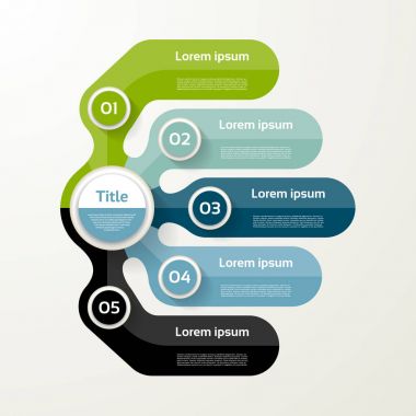 Beş Element afiş. 5 adım tasarım, grafik, Infographic, adım