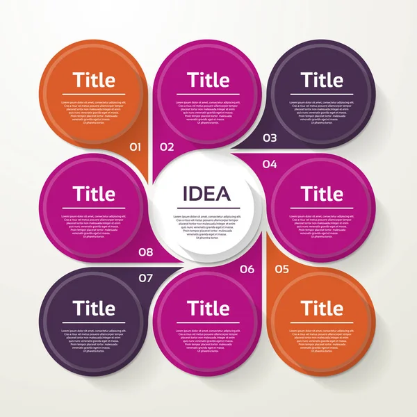 Infografía del círculo vectorial. Plantilla para diagrama de ciclo, gráfico — Vector de stock