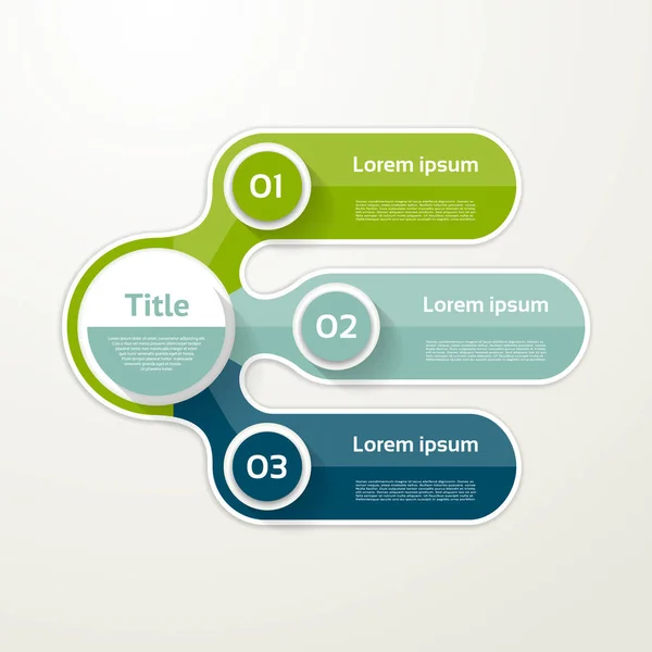Banner de tres elementos. 3 pasos de diseño, gráfico, infografía, paso — Archivo Imágenes Vectoriales