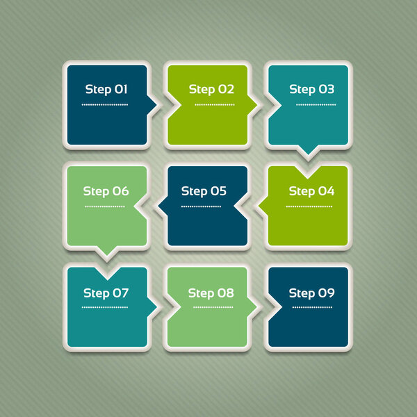 Vector progress background. Template for diagram, graph, presentation and chart. Business concept with 9 options, parts, steps or processes. Abstract background. eps 10