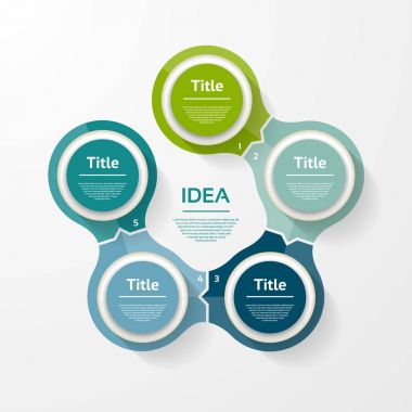 Daire Infographic vektör. Diyagramı, grafik, tanıtım ve grafik şablonu. iş kavramı 5 seçenekleri, parçalar, adımları veya işlemler. arka plan.
