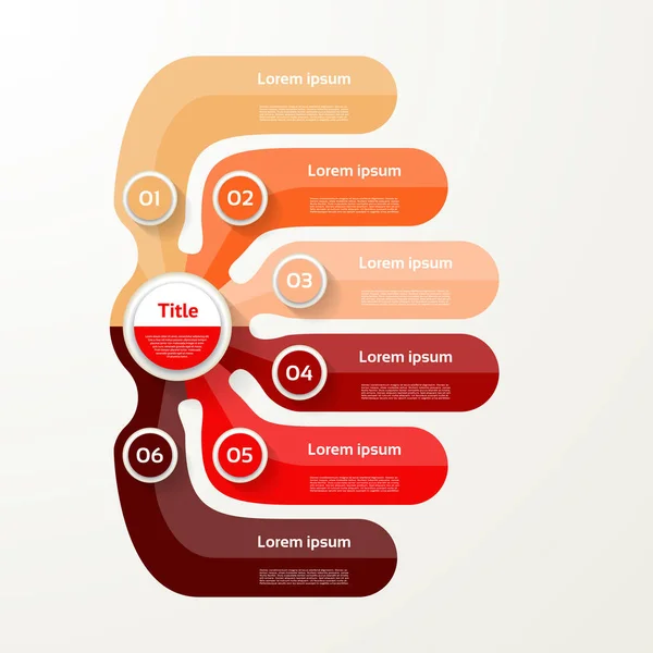 Sechs Elemente Banner. 6 Schritte Design, Diagramm, Infografik, Schritt für Schritt. — Stockvektor