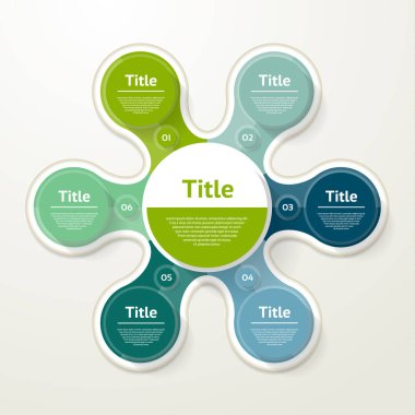 Vektör daire Infographic. Diyagramı, grafik, sunum ve grafik şablonu. 6 seçenekleri, parçalar, adımları veya işlemler ile iş kavramı. Arka plan. Vektör daire Infographic.
