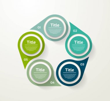 Vektör diyagramı, grafik, sunum ve grafik Infographic şablonu. İş kavramı 5 seçenekleri, parçalar, adımları veya işlemleri ile