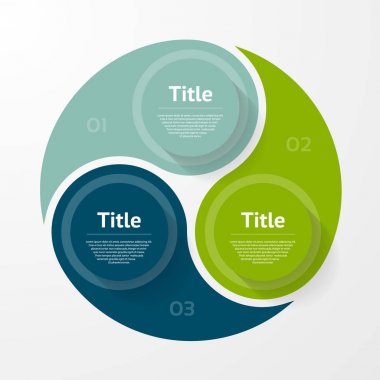 Vektör çemberi bilgisi. Şablon, grafik, sunum ve grafik. Üç seçeneği olan iş konsepti, parçalar, adımlar veya süreçler. Soyut arkaplan.