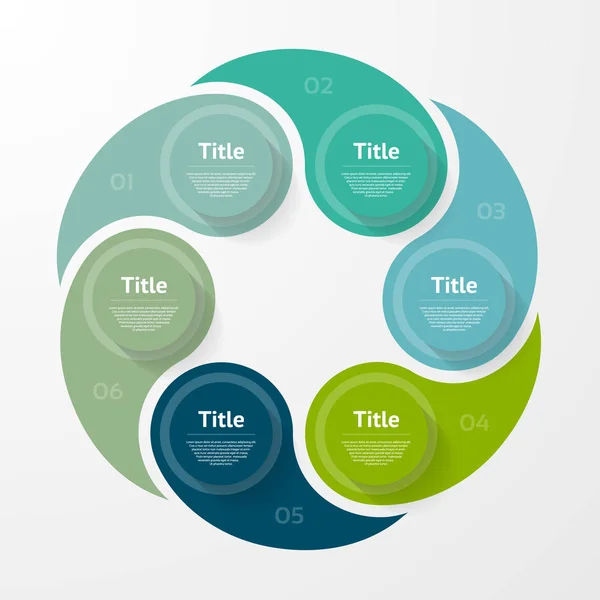 Modèle d'infographie vectorielle pour diagramme, graphique, présentation et graphique. Concept d'entreprise avec 6 options, pièces, étapes ou processus — Image vectorielle