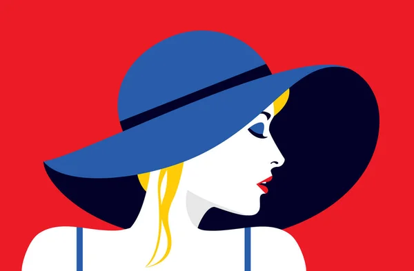 Jeune Femme Avec Chapeau Illustration Vectorielle — Image vectorielle