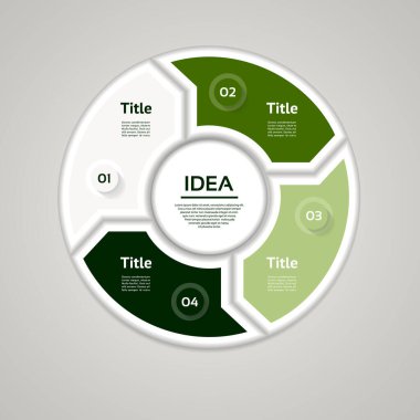 Vektör çemberi bilgisi. Şablon, grafik, sunum ve grafik. Üç seçeneği olan iş konsepti, parçalar, adımlar veya süreçler. Soyut arkaplan.