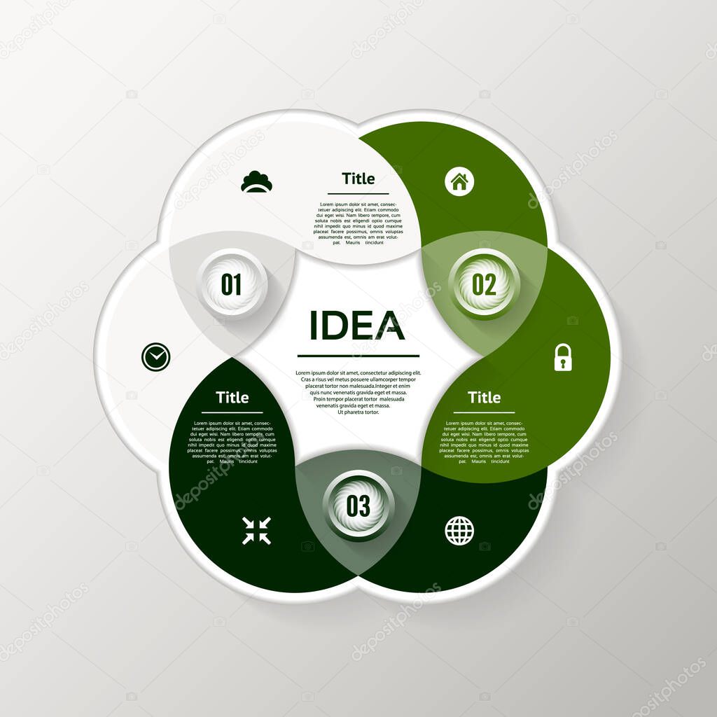 Vector circle infographic. Template for diagram, graph, presentation and chart. Business concept with three options, parts, steps or processes. Abstract background